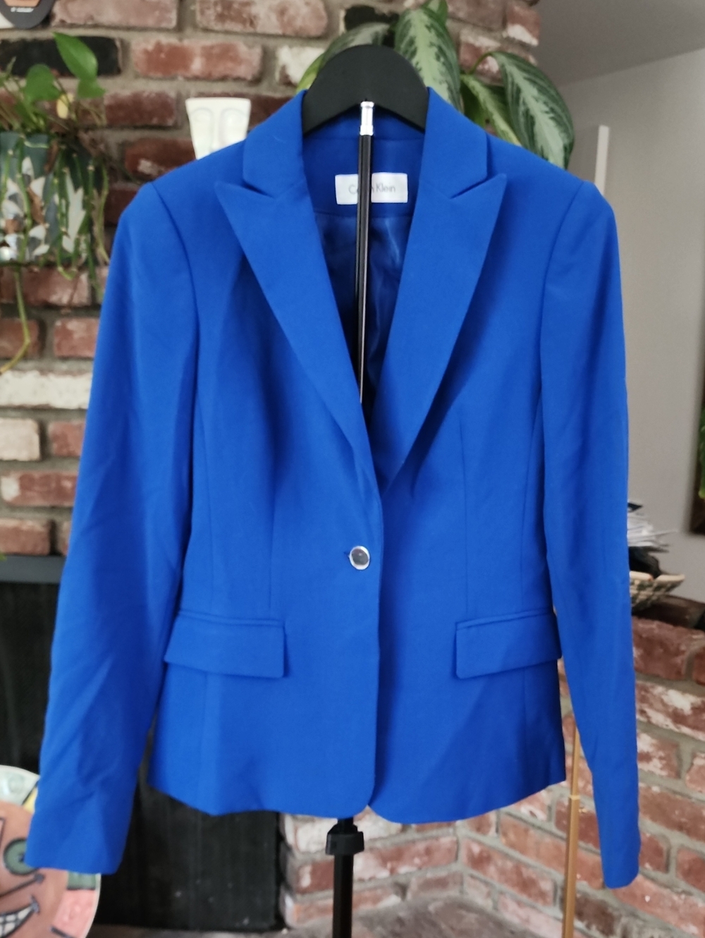 Calvin Klein Electric Blue Single-Button Blazer